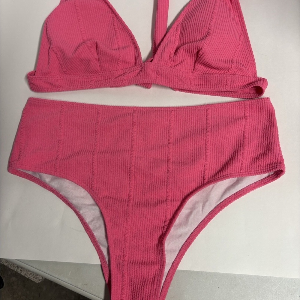 Pink Ribbed Bikini Set - Picture 3 of 4